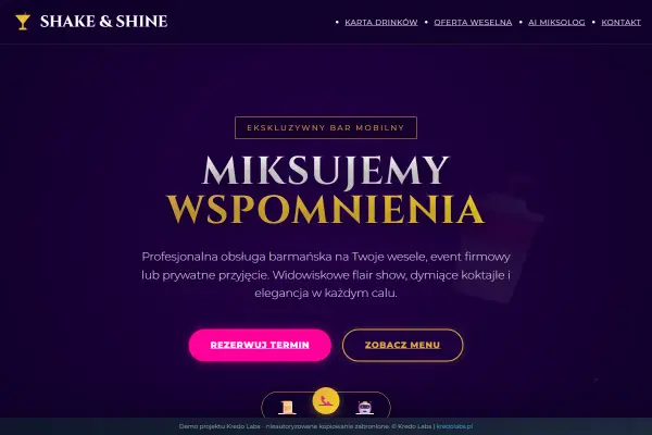 Shake & Shine — koncepcja strony dla firm usługowych i serwisowych