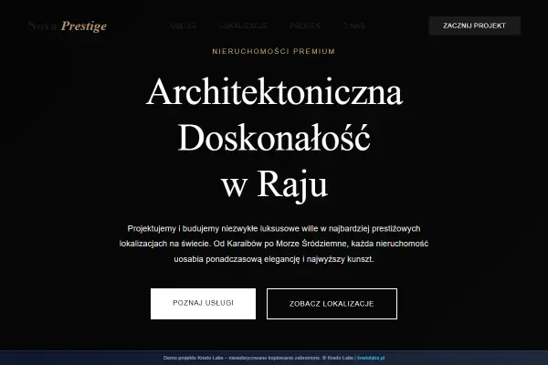 Nova Prestige — koncepcja strony dla nieruchomości i architektury