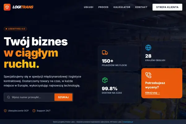 Logistyka & Spedycja — koncepcja strony dla motoryzacji