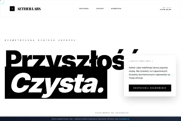 Aether Labs — koncepcja strony dla marek premium