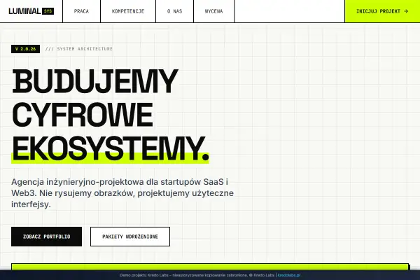 Luminal Studio — koncepcja strony dla technologii i AI