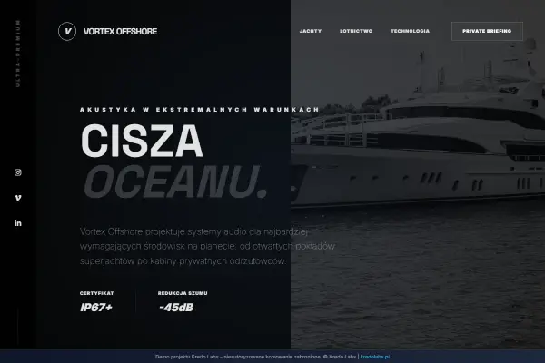 Luxury Marine Audio — koncepcja strony dla muzyki i audio