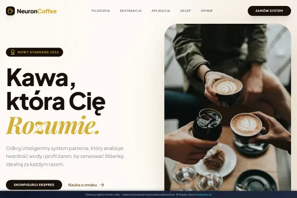 Neuron Coffee — koncepcja strony dla gastronomii
