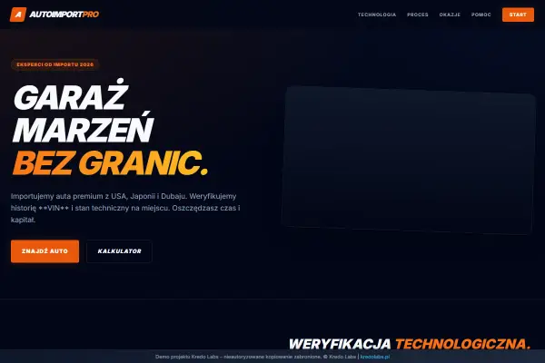 Import Aut Expert — koncepcja strony dla motoryzacji