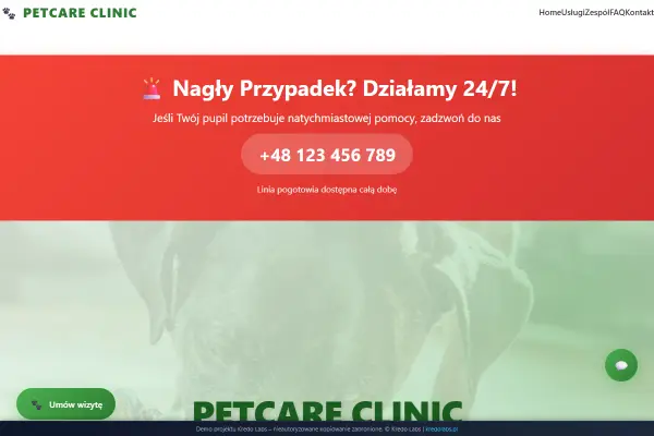 Klinika Weterynarii — koncepcja strony dla edukacji, sportu i ekspertów