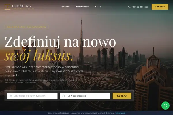Prestige Dubai — koncepcja strony dla marek premium