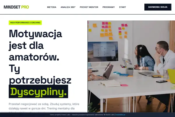 Mindset Pro — koncepcja strony dla edukacji, sportu i ekspertów