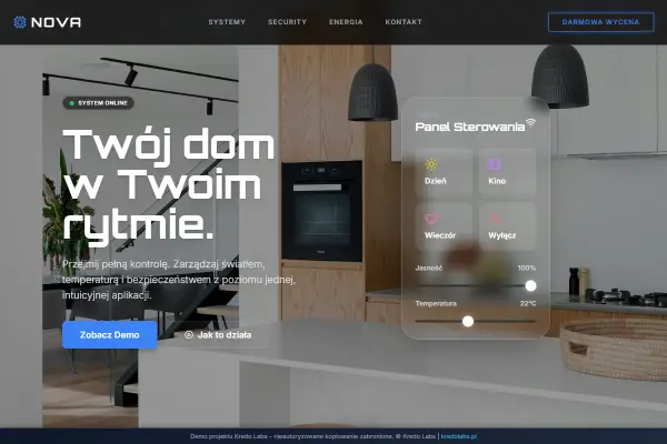 Smart Home X — koncepcja strony dla technologii i AI
