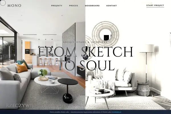 Studio Mono — koncepcja strony dla nieruchomości i architektury