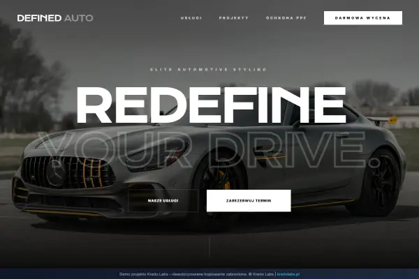 Defined Auto — koncepcja strony dla motoryzacji