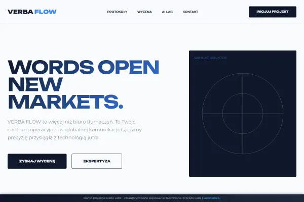 Verba Flow — koncepcja strony dla firm usługowych i serwisowych