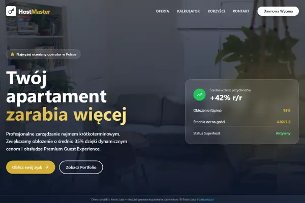 Rent Manager — koncepcja strony dla fintechu i prawa