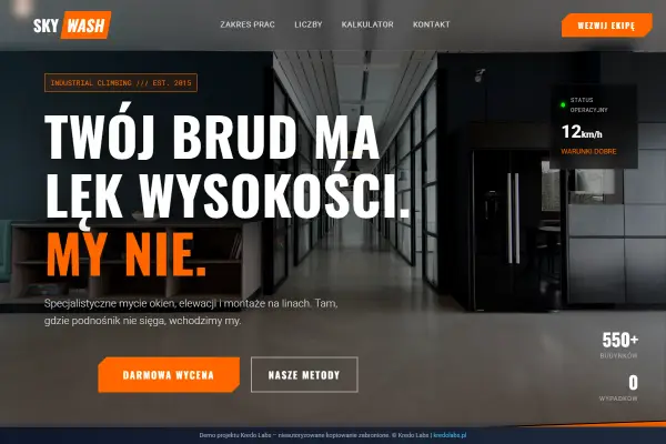 Sky Wash — koncepcja strony dla firm usługowych i serwisowych