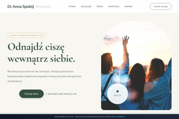 Mind Space — koncepcja strony dla beauty i zdrowia